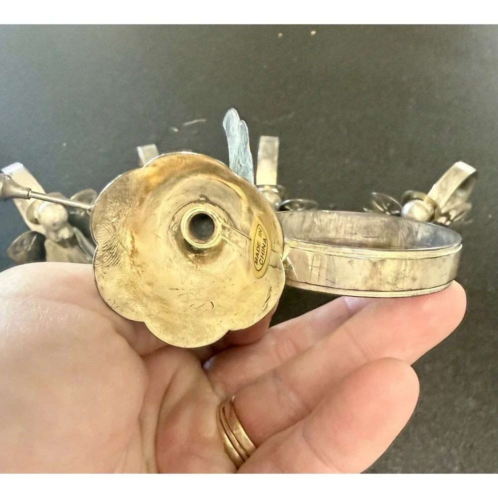 VTG 80s Brass Angel napkin holders set of 6 with musical instruments Angel Choir